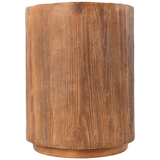 18" Brown Wood Grain Block Outdoor Accent Table